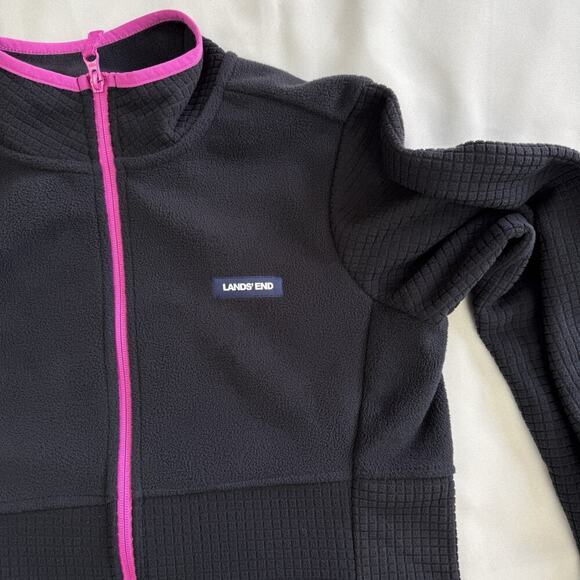 Lands End Grid Fleece Zip Up Jacket Womens M Gorpcore Hiking Outdoor Thermal - Picture 5 of 13